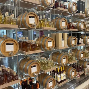 a display of bottles of liquor