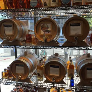 a display of bottles of liquor