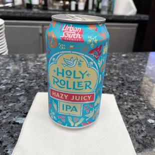  can of beer on a napkin