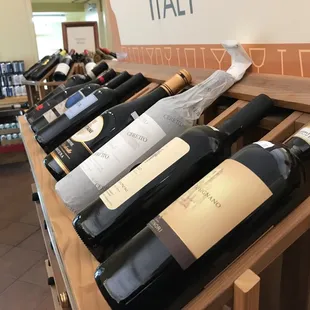 a row of wine bottles