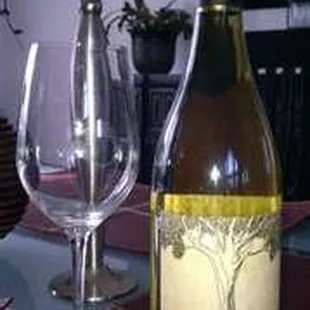 a glass and bottle of wine