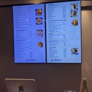 menus and drinks