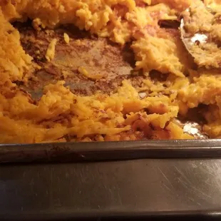 a pan of mashed potatoes