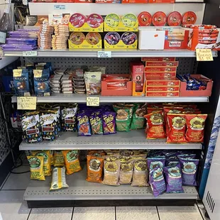 shelves of food and snacks