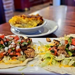 Grouper tacos with mac-n-cheese (my side choice), $10.49