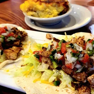 Grouper tacos with mac-n-cheese (my side choice), $10.49