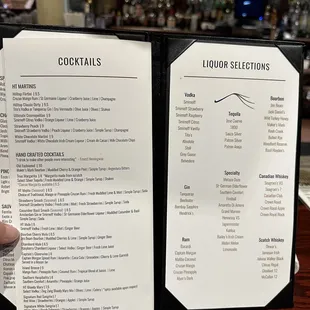 Drink menu