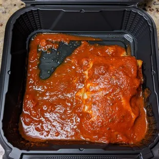 a container of sauce