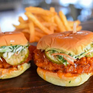 Our sliders are crunchy, tender and spicy! Oozing with flavor!!