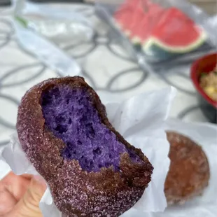 Inside of Ube Mochi Malasada