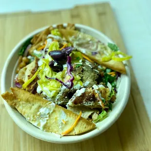 The Doner Salad with lamb, chicken, and beef!