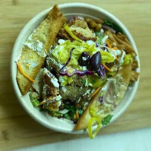 The Doner Salad  so goood with all three meats lamb, beef, and chickens