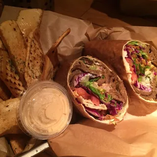 Fried Pita Strips with Hummus