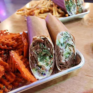 Street Cart Doner w/ Beef and Lamb and Sweet Potato Fries