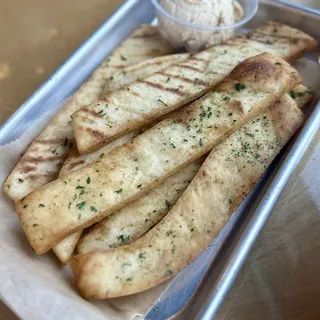 Fried Pita Strips with Hummus