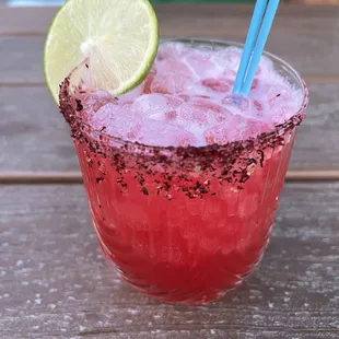 Hibiscus tequila drink. Quite tasty.