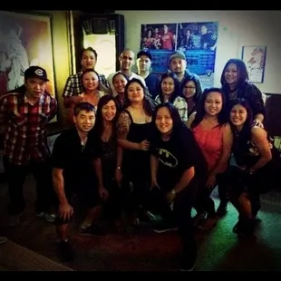 With my fam bam, friends, aunt and uncle, the owners.