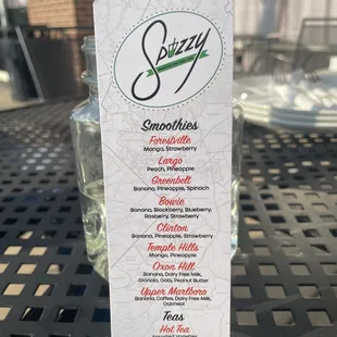 Smoothie Menu