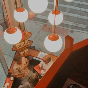 Looking down from the second floor