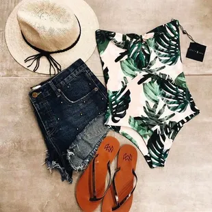 Stone Fox one piece, Amuse Society shorts, Malvados slippers