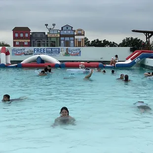 Wave pool and the obstacle course.