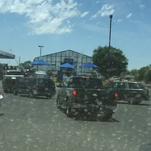 Stalled traffic without direction of where to get in line. What a mess.
