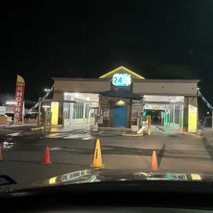 Cones blocking off the entrance @7pm even though they say they're a 24/7 carwash