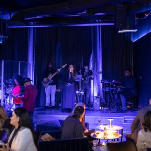 a band playing on stage