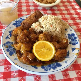 Orange chicken lunch