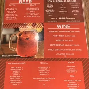 Beer &amp; Wine Menu