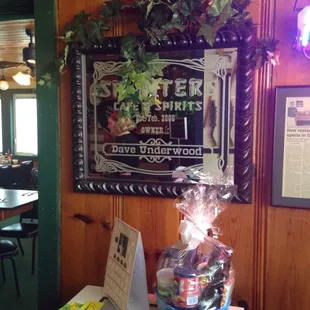 a table with a basket of snacks
