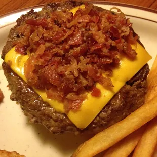 a cheeseburger and french fries