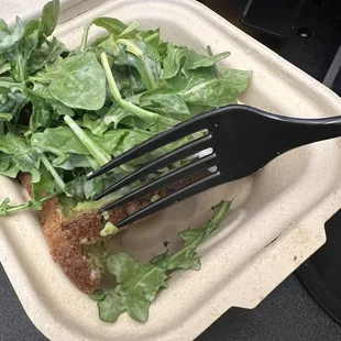 Thin, limp avocado toast - look how thin the bread is!