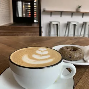 Lavender Latte and Blueberry Doughnut