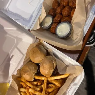 Sliders and boneless wings