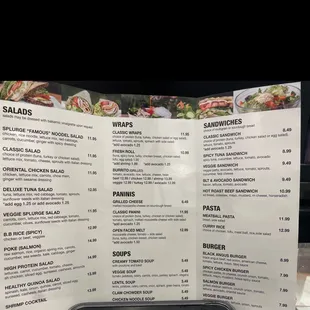 New updated menu as of August 8th, 2022