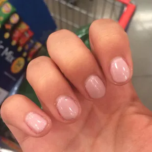 Right after my gel "manicure". No trimming or pushing back of my cuticles. The gel color is just poorly done.