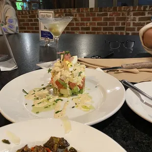 Crab Salad and Crispy Brussel Sprouts