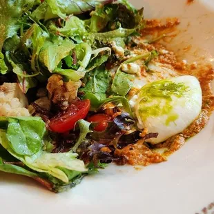 Romesco salad with fresh burata cheese