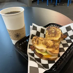 Coffee and Breakfast sandwich