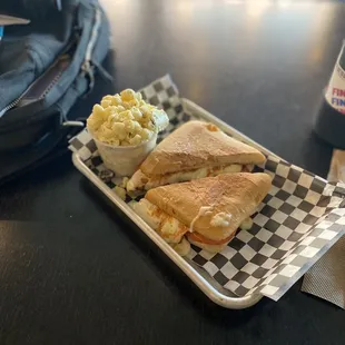 Captures grilled cheese and pasta salad