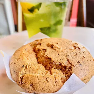Basil lemonade and black sesame sponge cake