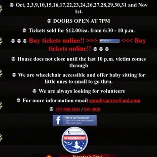 Hours and days of operation