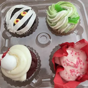 Red velvet, sharknado, mummy cheesecake (amazing), and a strawberry cheesecake cupcake
