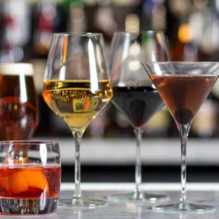 a variety of alcoholic drinks