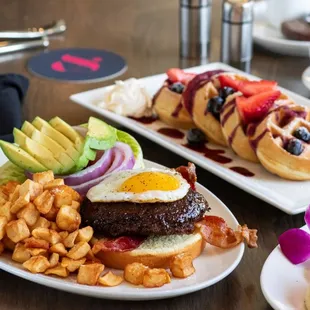 two plates of food on a table