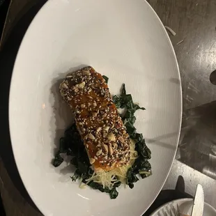 Maple bourbon salmon with kale and spaghetti squash (see what I mean about wanting more veggies??)