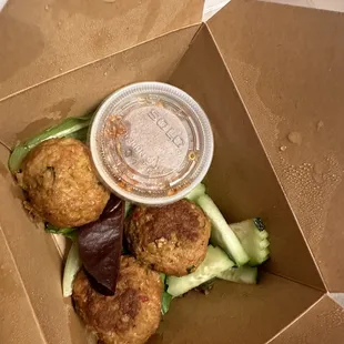 Thai meatballs. Only 3 for 4 of us