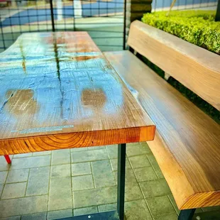 Natural wood seating. Beautiful!