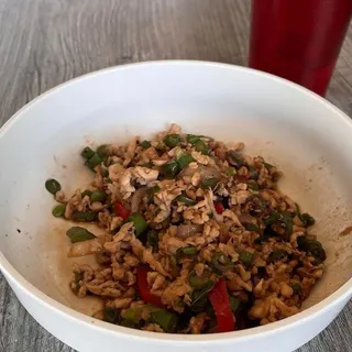 Pad Kraprow over rice